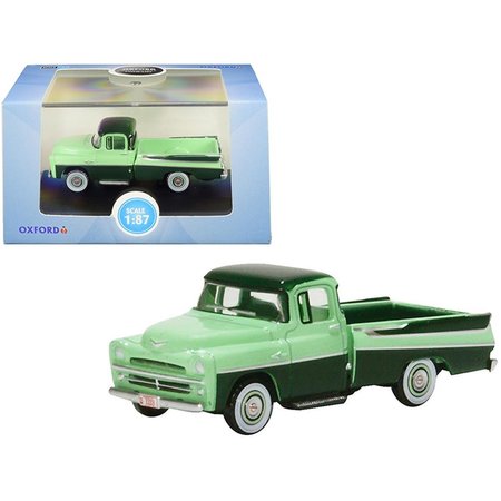 STAGES FOR ALL AGES 1957 Dodge D100 Sweptside Pickup Truck Forest Green & Misty Green 1 by 87 HO Scale Diecast Model Car ST1525390